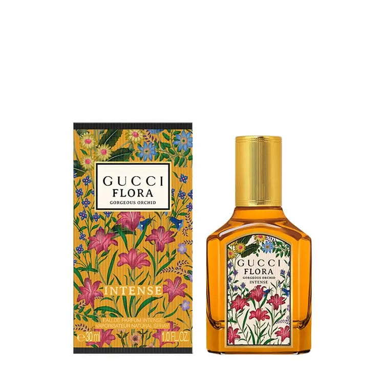 Gucci Flora Gorgeous Orchid EDP Intense 30ml bottle and current retail box
