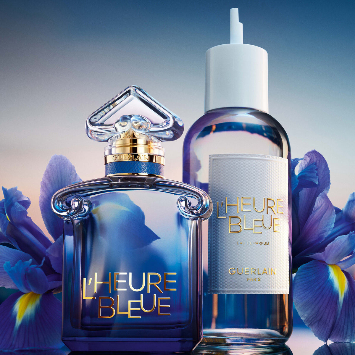 Guerlain L'Heure Bleue refillable bottle and separately sold refill — refill not included