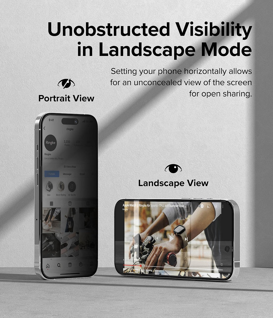 Unobstructed visibility in landscape mode
