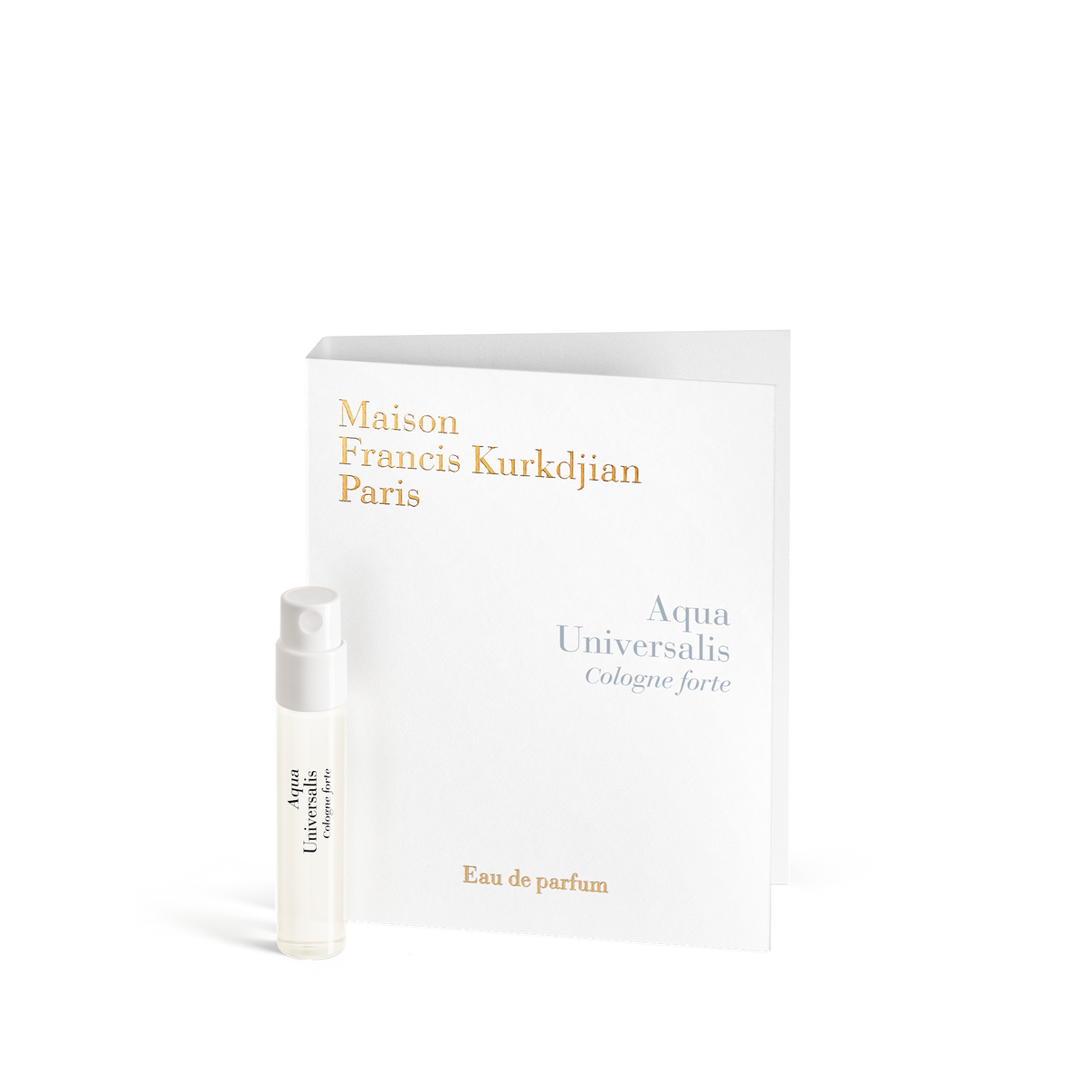 Maison Francis Kurkdjian Aqua Universalis Cologne Forte EDP 2ml Sample Vial with branded sample card