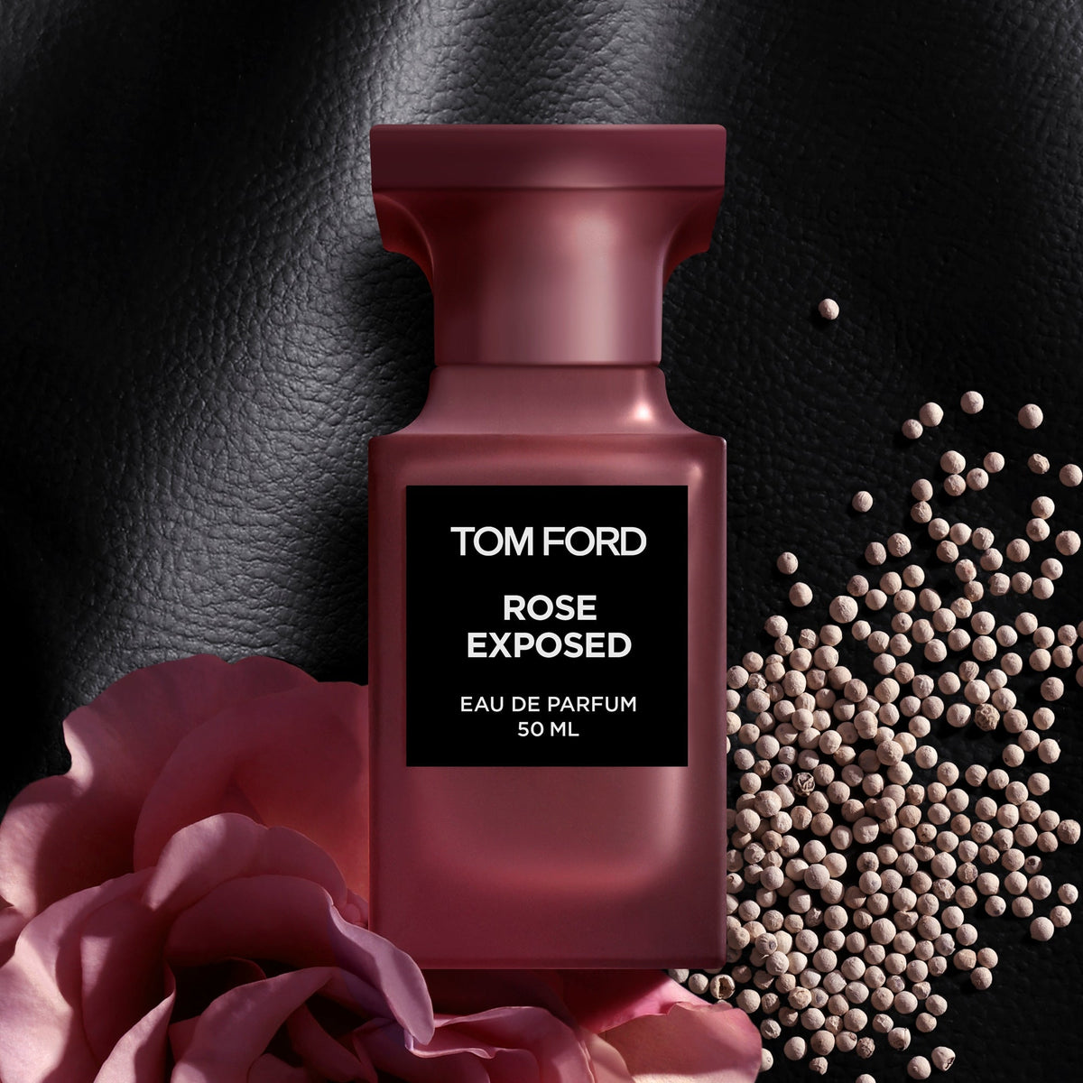 Tom Ford Rose Exposed 50ml with rose petals, white pepper and leather