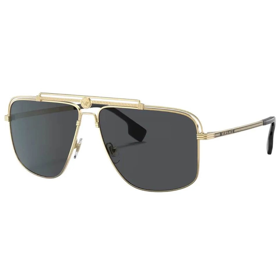 Versace VE2242 100287 Sunglasses - Gold Frame, Dark Grey Lens Versace
