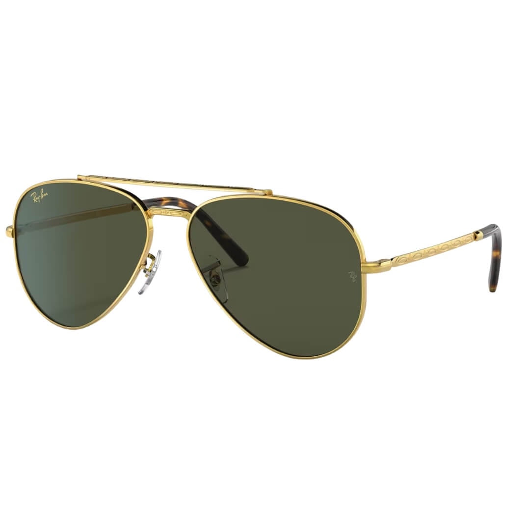 Ray-Ban New Aviator RB3625 919631 Sunglasses - Gold Frame, Green Lens Front Side View