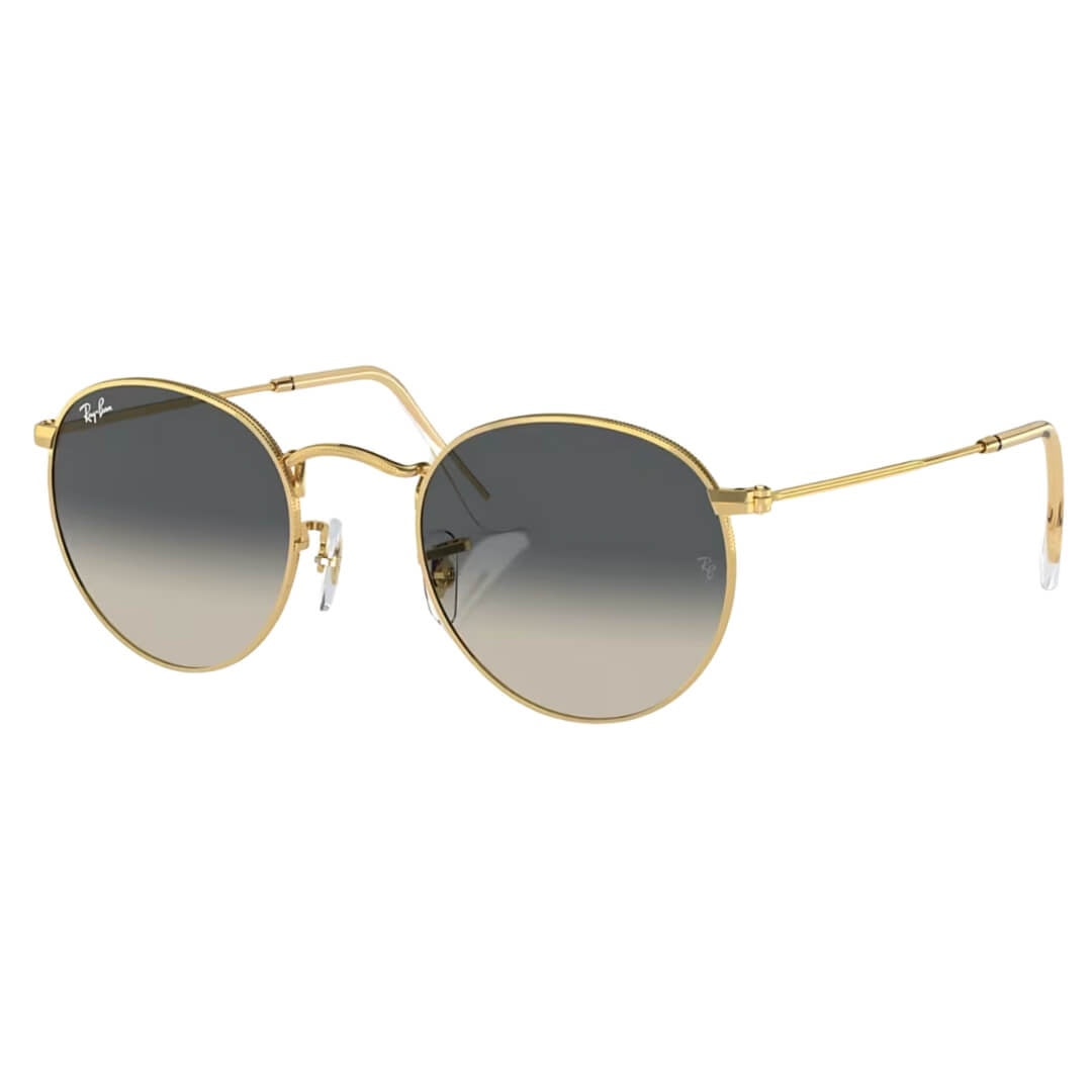 Ray-Ban Round Metal RB3447 001/71 Sunglasses - Gold Frame, Grey Lens Side View