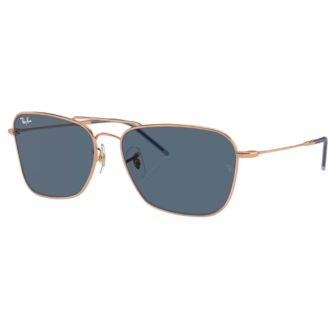 Ray-Ban Caravan Reverse RBR0102S 92023A - Rose Gold Frame with Blue Lens Front Right View