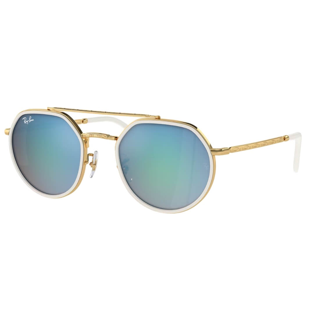 Ray-Ban RB3765 001/4O Sunglasses - Legend Gold Frame, Blue Mirror Lens Front Side View