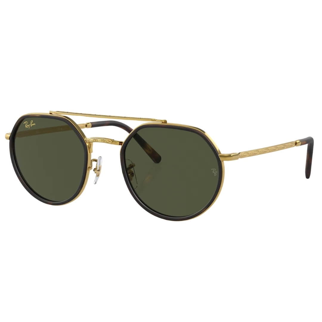 Ray-Ban RB3765 919631 Sunglasses - Legend Gold Frame with Green Lens Side Front View