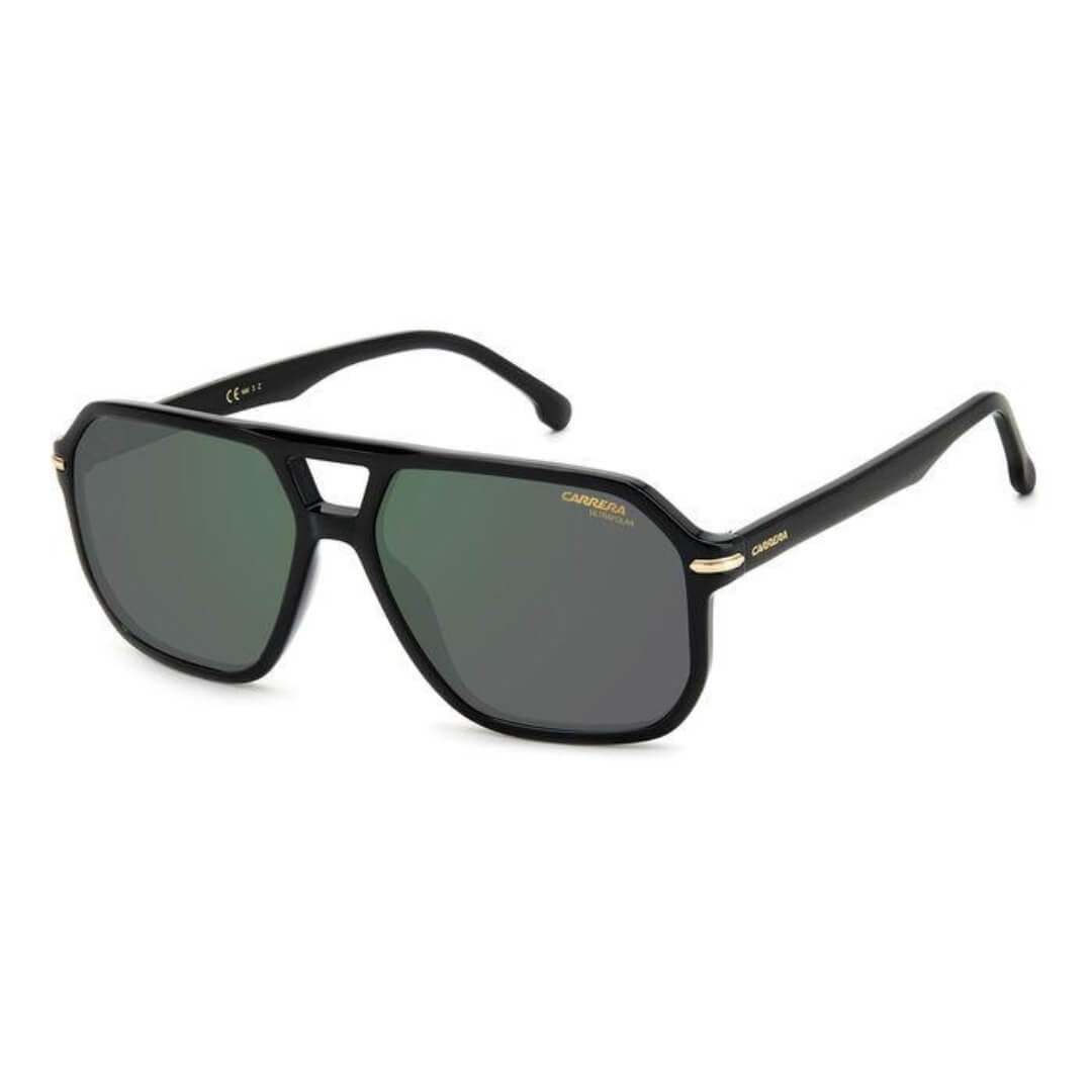 Carrera 302/S 2M2 59Q3 Men's Navigator Sunglasses - Black Gold Frame Left Front View