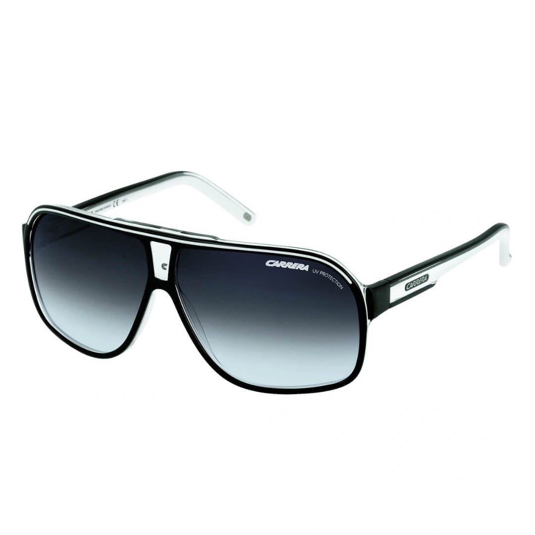 Carrera Grand Prix 2 T4M 649O Men's Navigator Sunglasses - Black Crystal and White Frame Front Right View