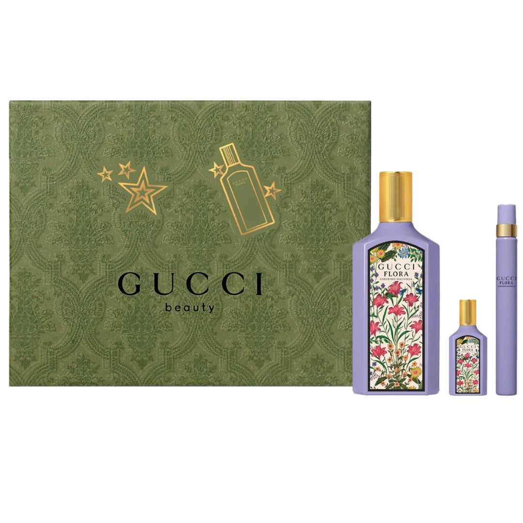 Gucci Flora Gorgeous Mangolia EDP 100ML 3pc Gift Set for Women