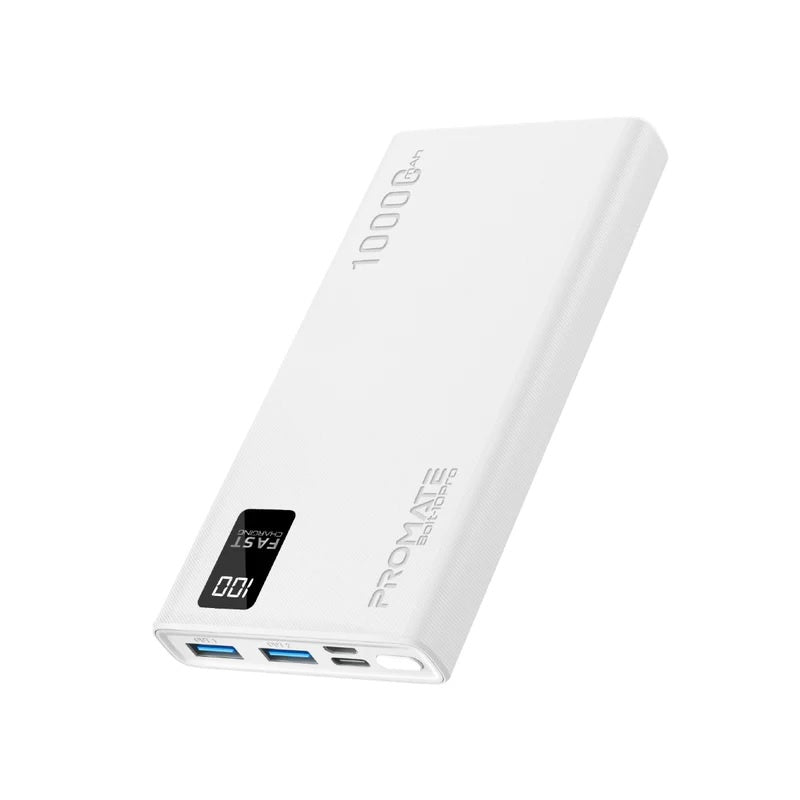 PROMATE 10000mAh Power Bank With Smart LED Display & Super Slim