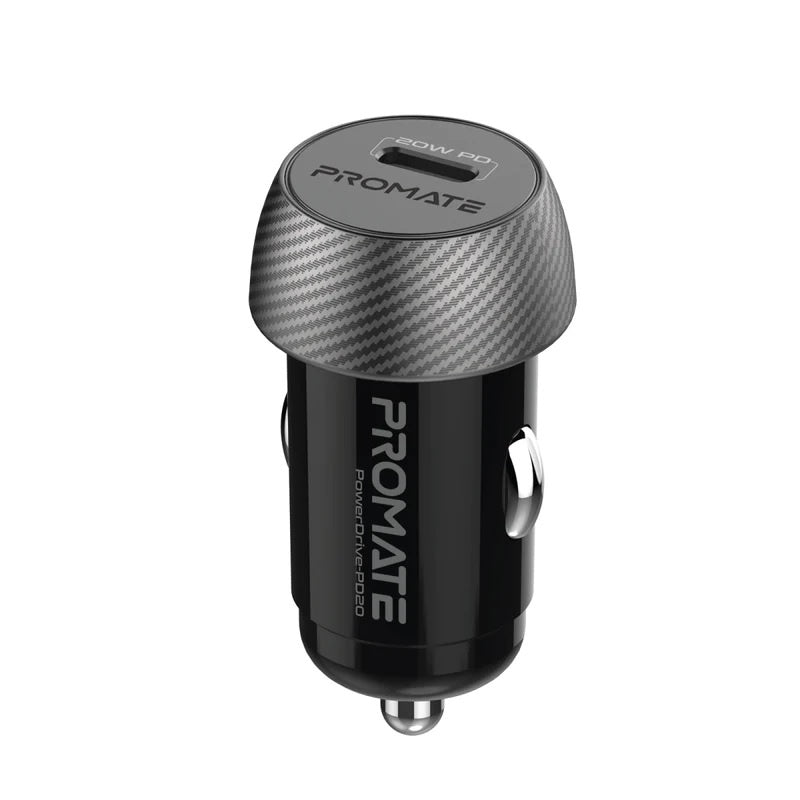 PROMATE 20W PD Mini In-Car Phone & Device Charger With 1x USB-C Port