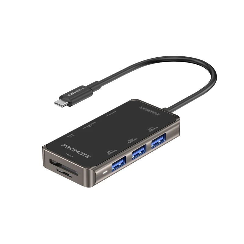 PROMATE 8-in-1 USB Multi-Port Hub with USB-C Connector