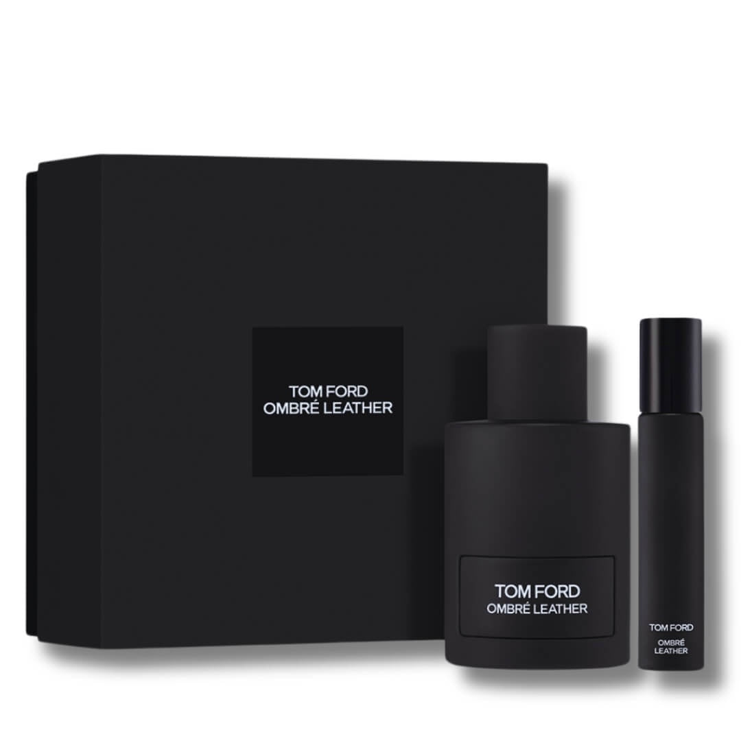 Tom Ford Ombré Leather EDP 100ml with 10ml Travel Spray, unisex leather fragrance gift set, available at Gadgets Online NZ LTD.