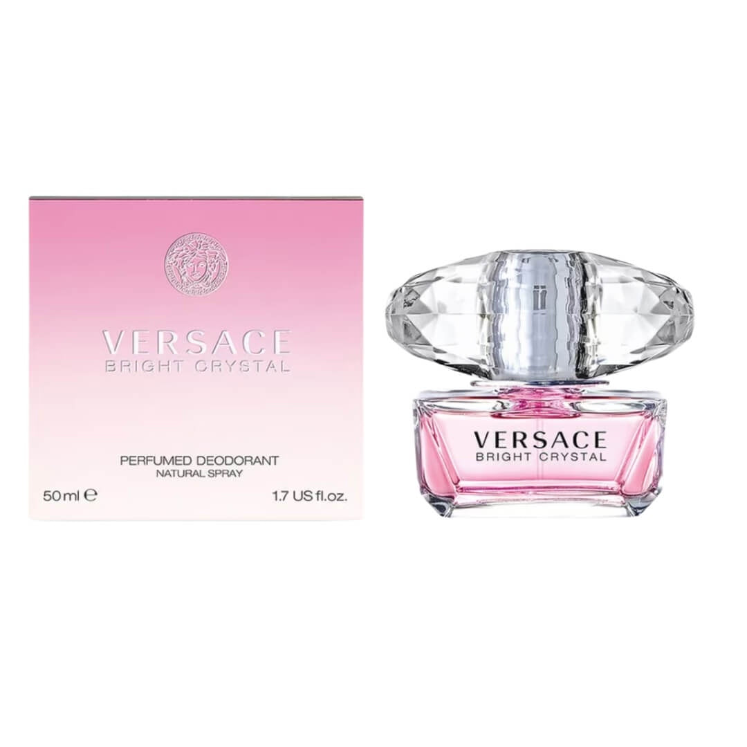 Versace Bright Crystal EDT 50ml for Women at Gadgets Online NZ LTD, a luminous and feminine fragrance with notes of pomegranate, peony, and musk.