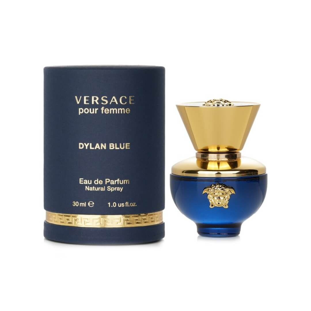 Versace Dylan Blue Pour Femme EDP 30ml, a luxurious fruity floral fragrance celebrating femininity, available at Gadgets Online NZ LTD.