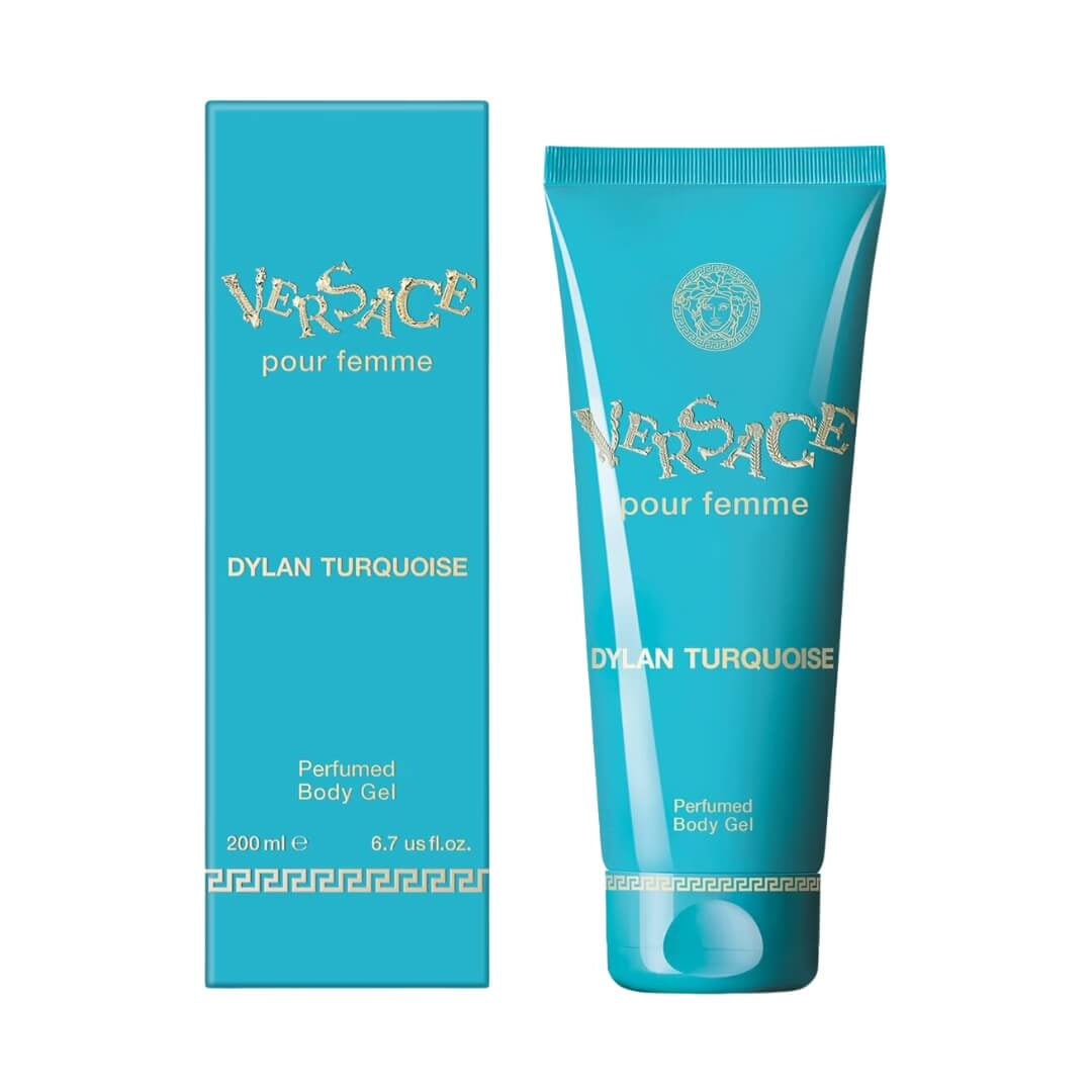 Versace Dylan Turquoise Body Lotion 200ml for Women, with notes of lemon, guava, and musk, for satiny skin moisture, available at Gadgets Online NZ LTD.
