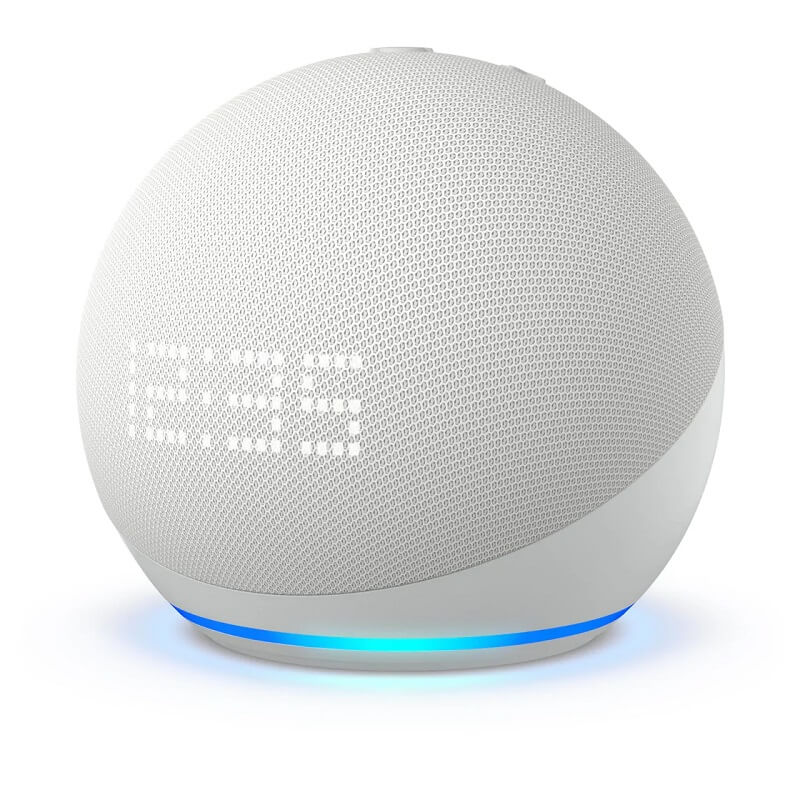 Amazon Echo Dot 5th Gen with Clock Glacier White