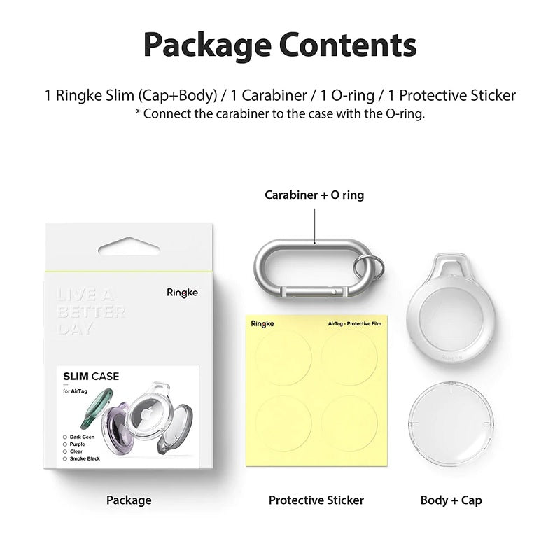Apple Airtag Slim Smoke Black Case By Ringke