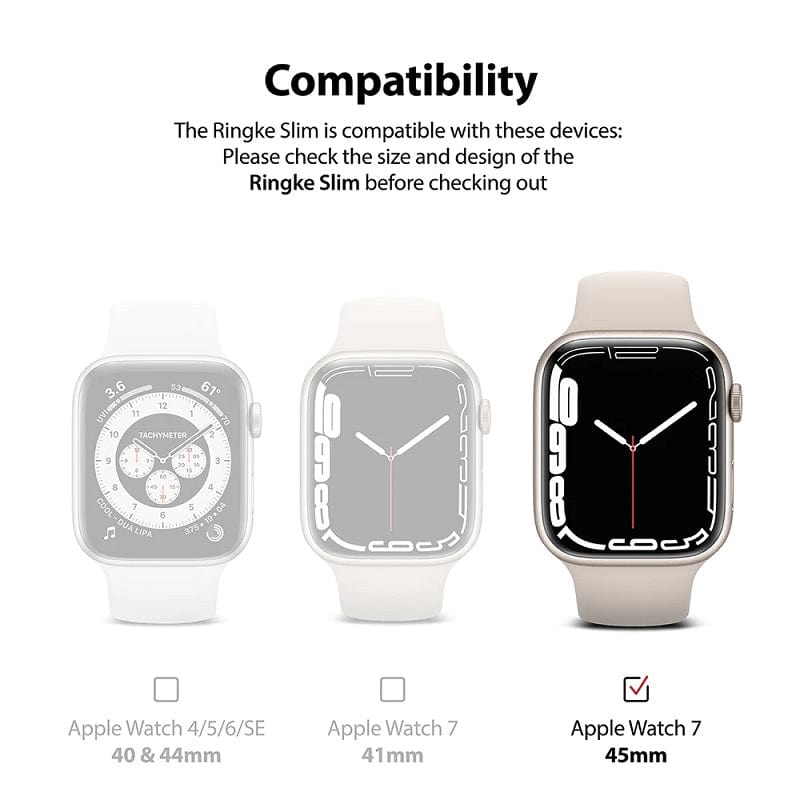 Apple Watch Series 7 / 8 (45mm) Slim Clear and White Case By Ringke