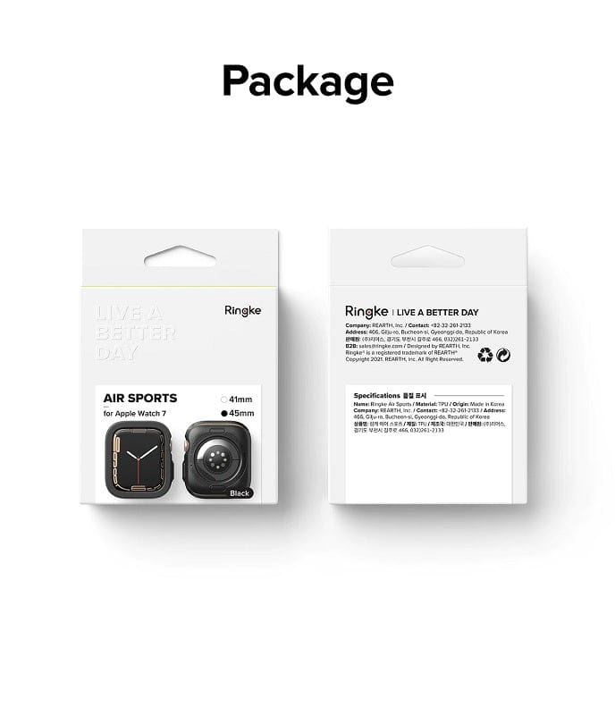 Apple Watch Series 7/8 (45mm) and 6/SE/5/4 (44mm) Air Sports Black Case By Ringke