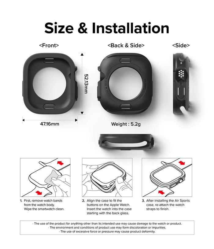 size and installation guide for apple watch