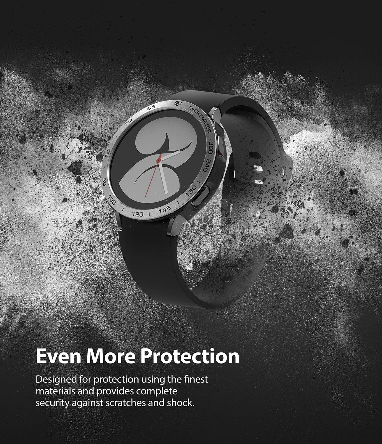 Galaxy Watch 4 40mm Air Sports Black + Silver Bezel Styling By Ringke