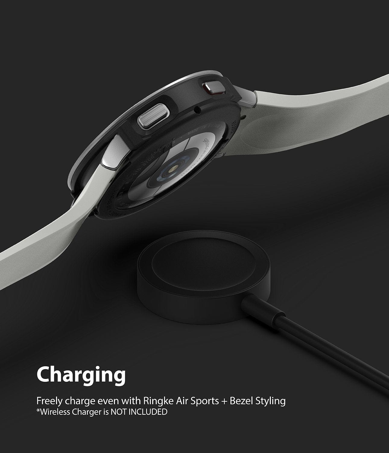 Galaxy Watch 4 44mm Air Sports Black + Silver Bezel Styling By Ringke