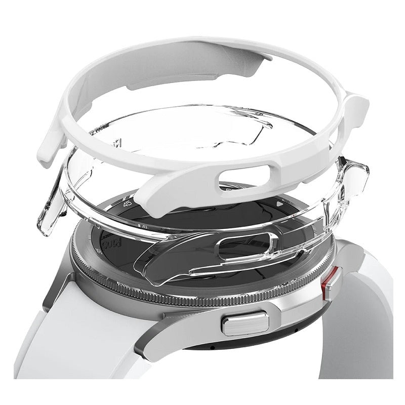Introducing our Clear and White Case designed for the Galaxy Watch 4 46mm, providing both protection and style for your device.