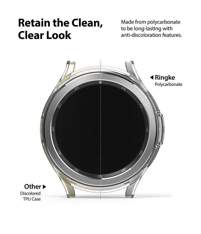 Retain the clean, clear look of your Galaxy Watch 4 Classic 46mm with Ringke Slim covers, providing transparent protection that keeps your device looking pristine.