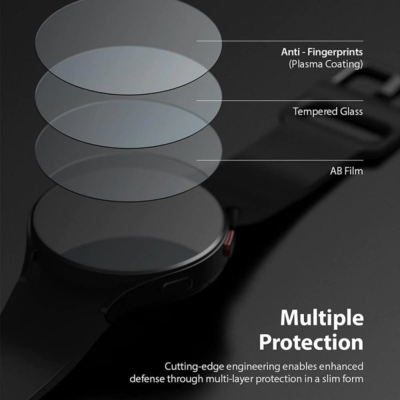  Discover our multiple protection tempered glass screen protector for the Galaxy Watch 4, ensuring robust defense against scratches