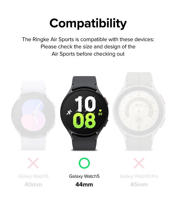 Ringke is compatible with the Galaxy Watch 5 44mm, ensuring a perfect fit and reliable protection for your device.