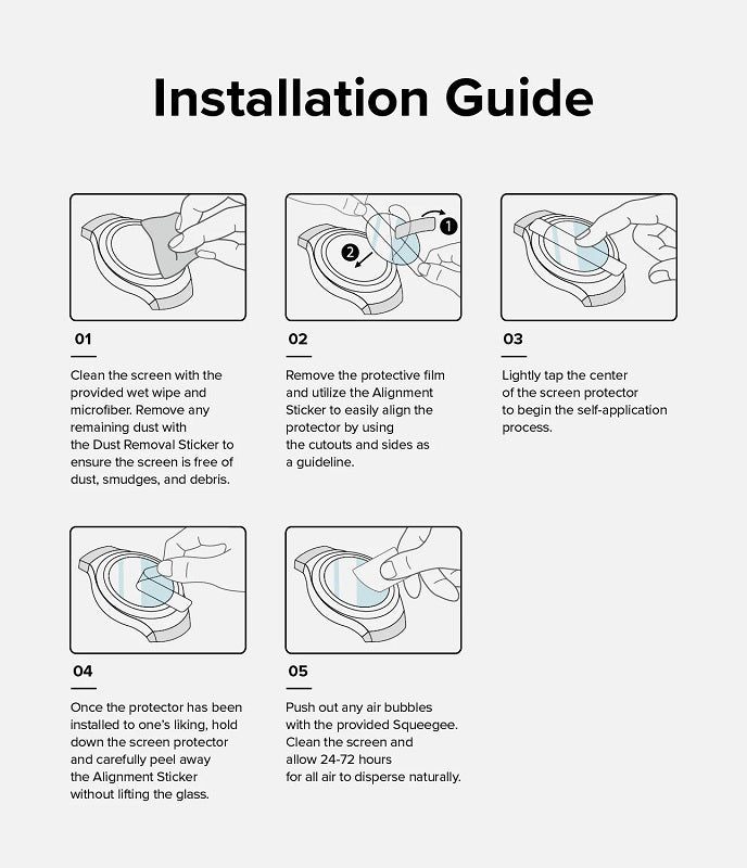Follow our simple installation guide to effortlessly apply your Ringke tempered glass, ensuring a bubble-free and precise fit for maximum screen protection.