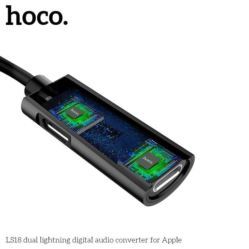 HOCO LS18 Dual Lightning Digital Audio Converter Black