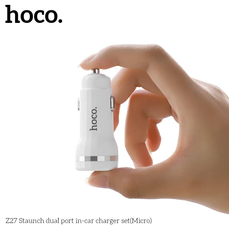 HOCO Z27 Staunch dual port in-car charger With Micro USB Cable White
