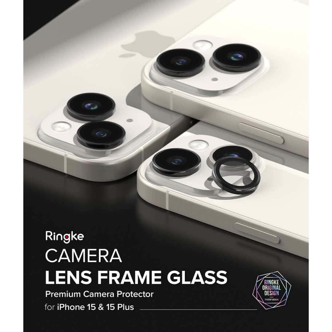 iPhone 15 6.7" / 6.1" CAMERA LENS FRAME GLASS BLACK