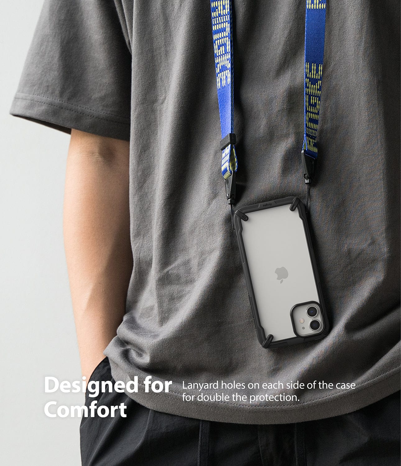 Lanyard holes provides double protection for iPhone 12 Pro case 