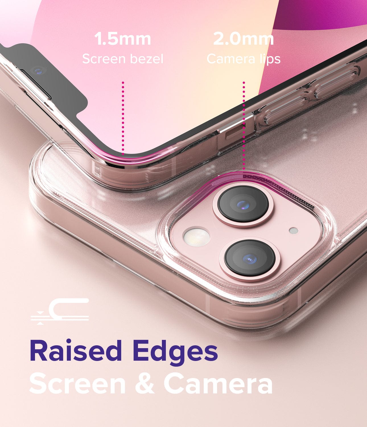 Raised edges screen and camera for iPhone 13 