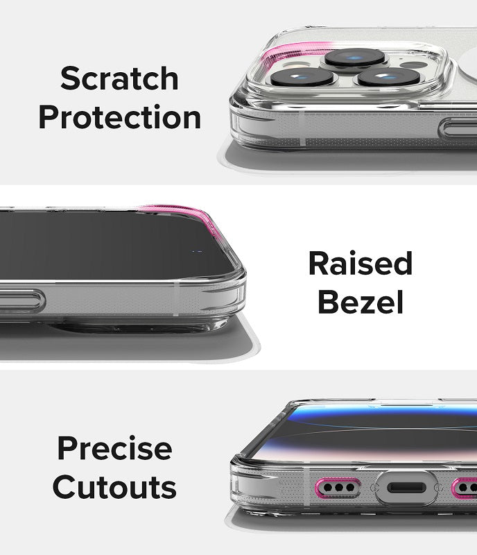 Scratch protection and raised bezel with precise cutouts for iPhone 14 Pro case