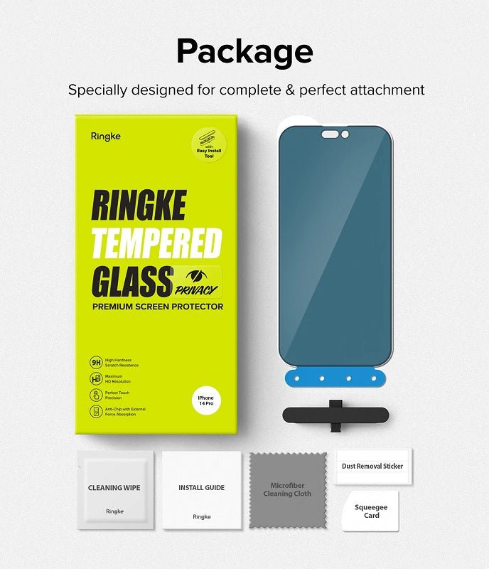 iPhone 14 Pro Privacy Glass Protector With Installation By Ringke