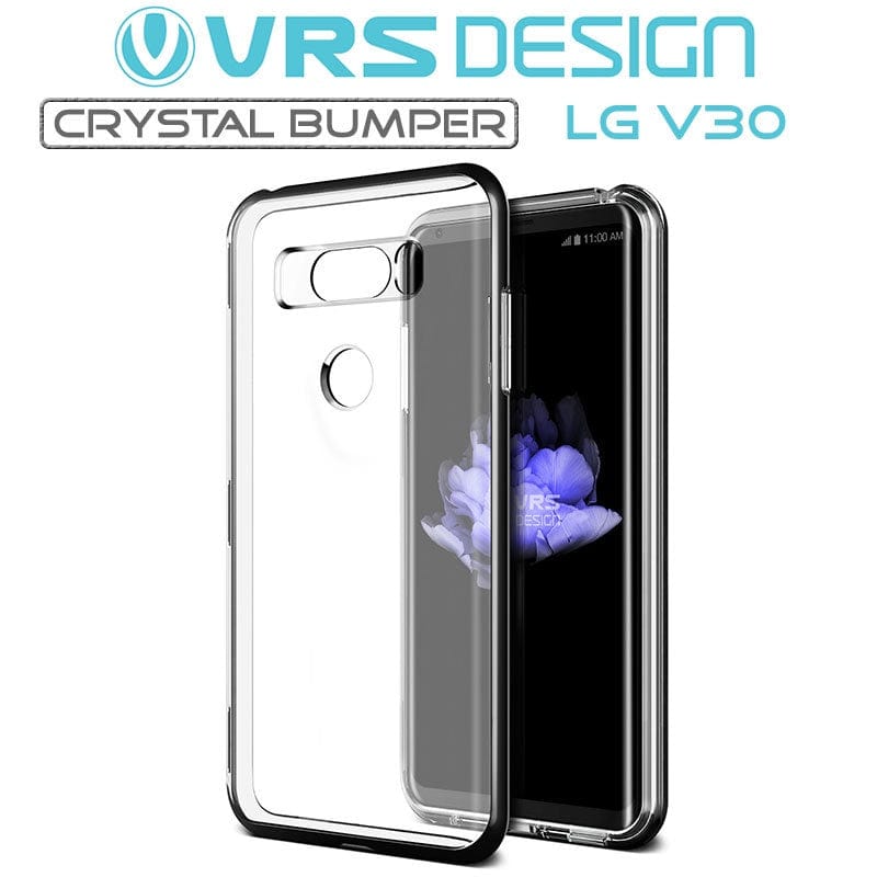 LG V30 Crystal Bumper Metal Black Case By VRS Design