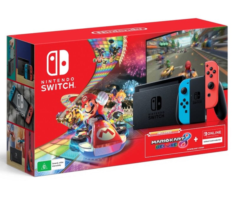 Nintendo Switch Console Neon with Mario Kart 8 Deluxe & 3 Month Switch Online Subscription
