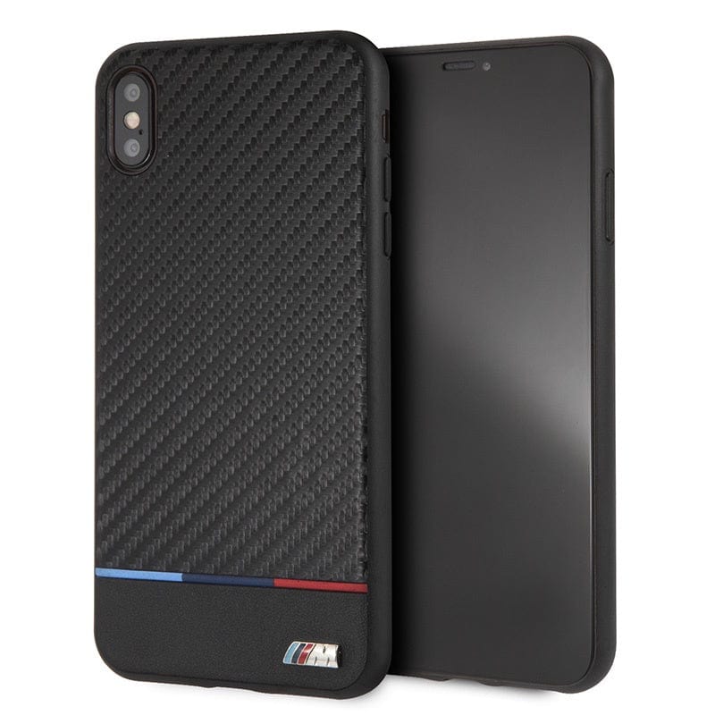 Official BMW iPhone XS Max Carbon PU Leather Case Black