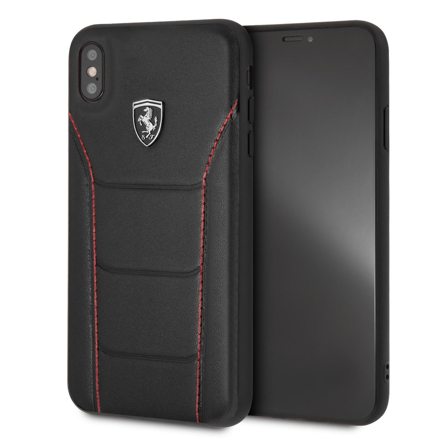 Official Ferrari Genuine Leather Heritage Black Case for iPhone XS Max