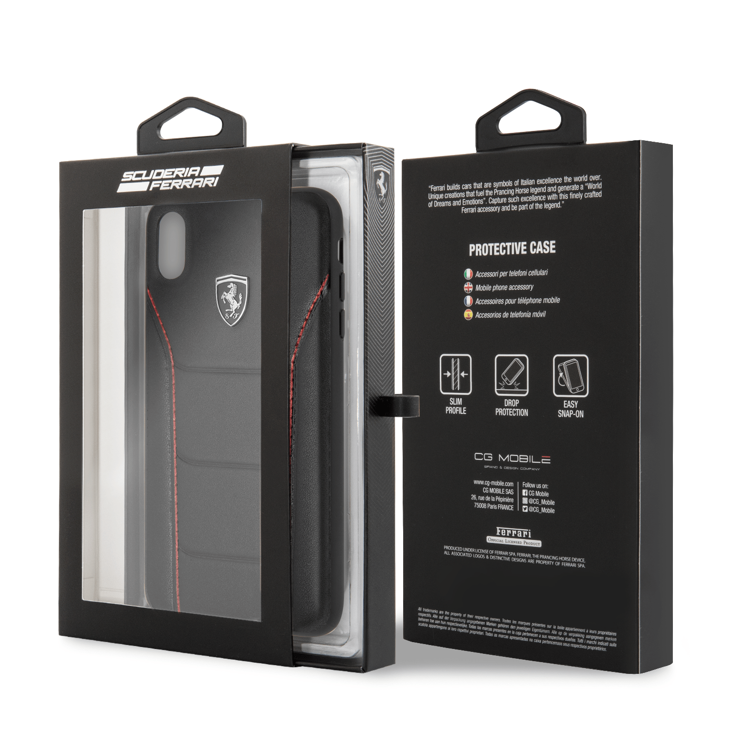 Easily snap on the Ferrari case for iPhone XS Max for quick and hassle-free installation