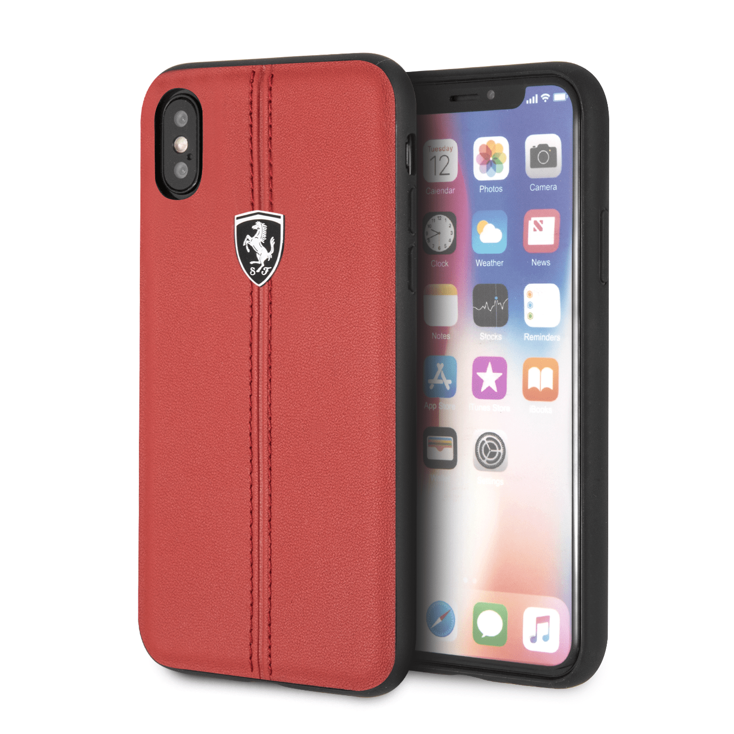 Official Ferrari Genuine Leather Heritage Red Case for iPhone X & iPhone XS