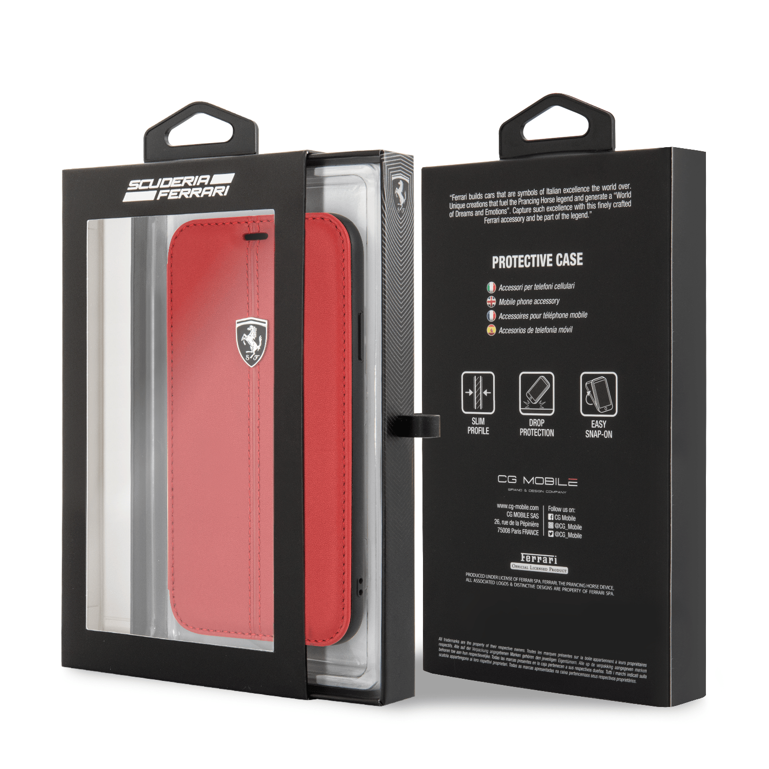 Official Ferrari Genuine Leather Heritage RED Case for iPhone XR