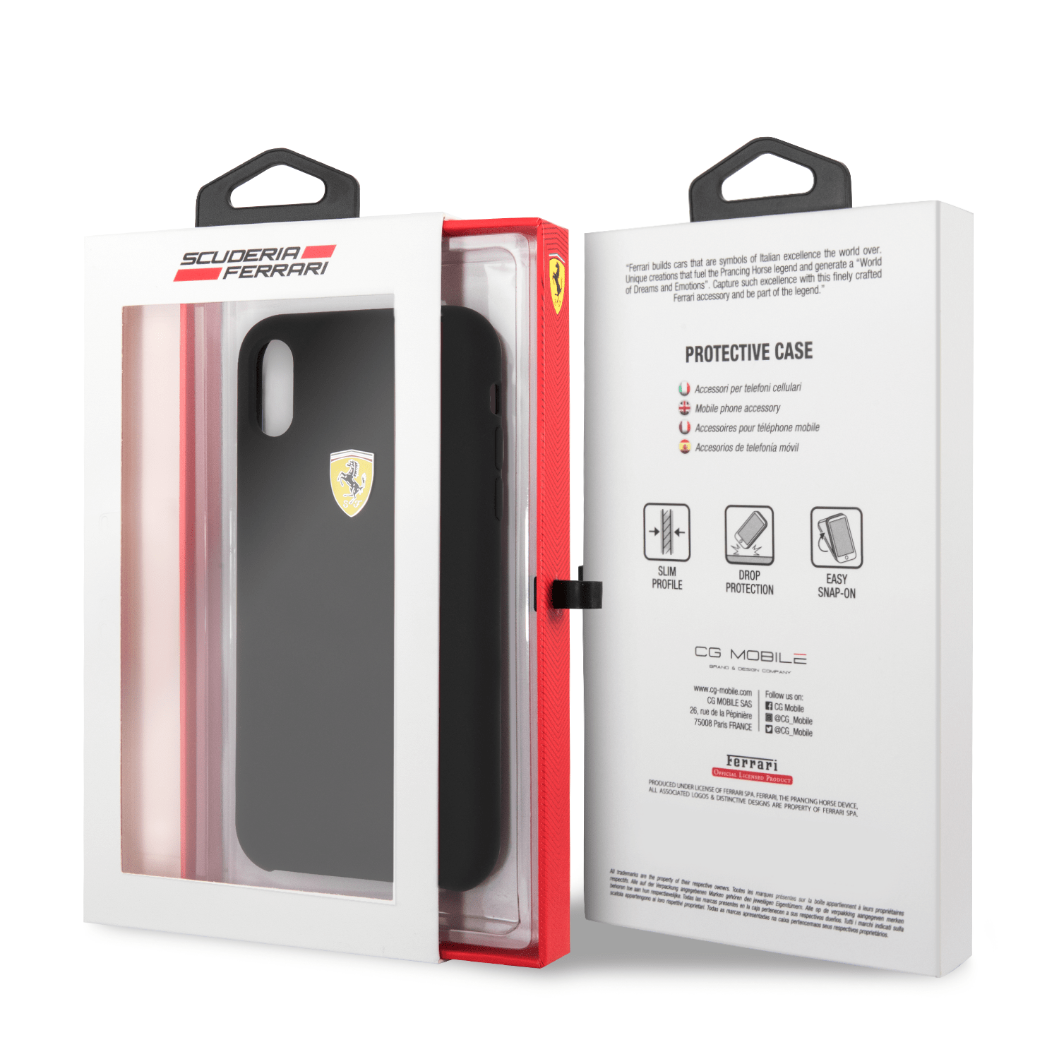 Official Ferrari Smooth Silicone Heritage Black Case For iPhone XR