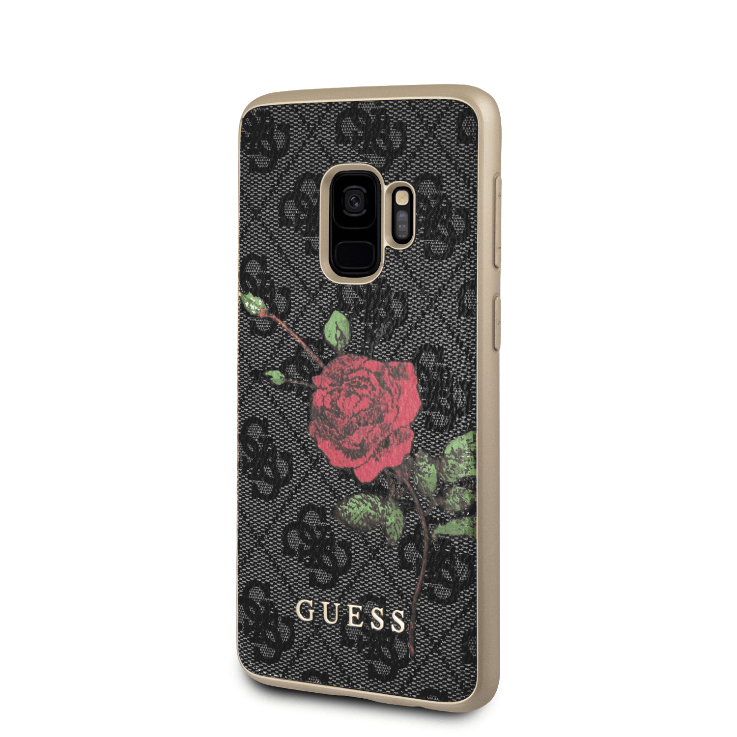 Official Guess Red Rose Gray Pattern PU Case For Samsung S9