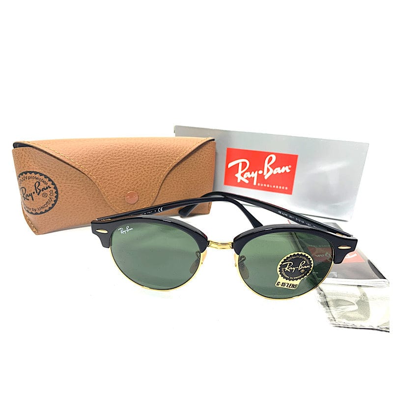 Ray-Ban Clubround Classic RB4246 901 Black - Acetate - Green Lenses